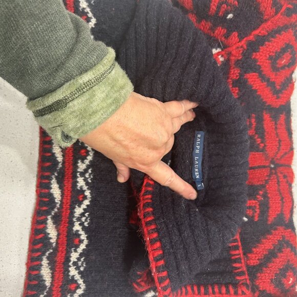 Vintage Ralph Lauren Wool Alpaca Cable Knit Heritage Sweater Sz L Nordic Cozy - Picture 4 of 7